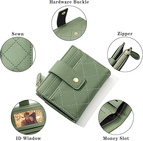 Miniatura 4 de YINHEXI Cartera para mujer, tarjetero pequeño y plegable con bloqueo RFID, bonita cartera pequeña de cuero con bolsillo para mujeres, niñas, mini