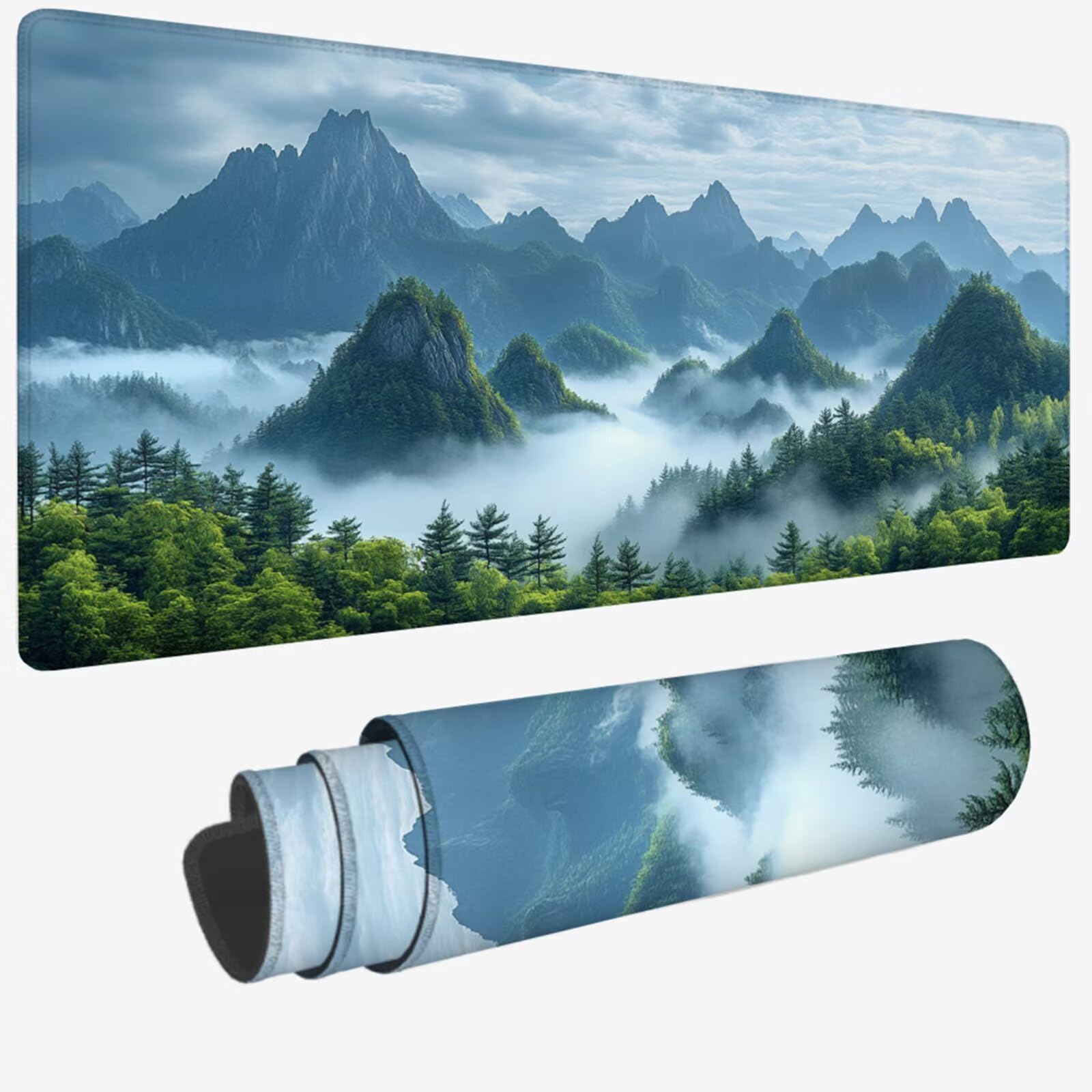 Podkładka pod mysz XXL 1200 x 600 x 3 mm, zielona duża podkładka pod mysz z wodoodporną i gumową antypoślizgową lasem pod ręką biurko zszyte krawędzie, poprawia precyzję i szybkość dla gracza W-780