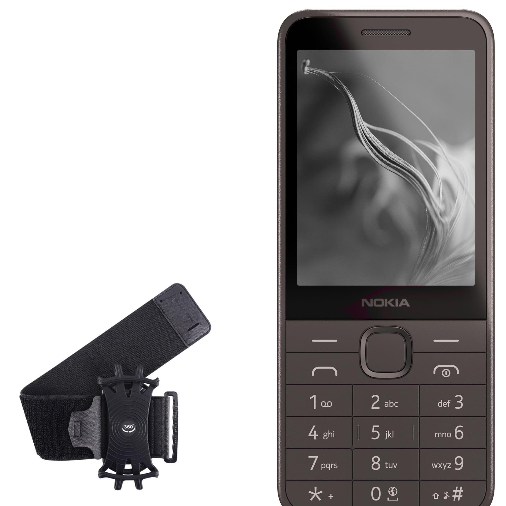 BoxWave Holster Compatible with Nokia 235 4G (2024) - ActiveStretch Sport Armband, Adjustable Armband for Workout and Running - Jet Black