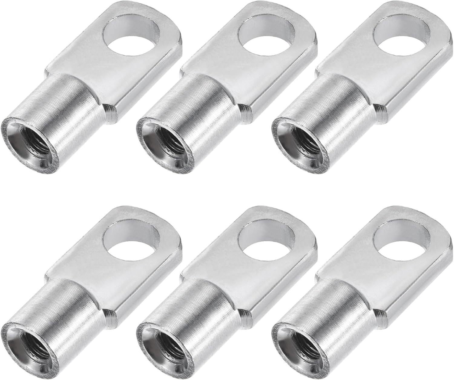 uxcell Gas Spring Strut M6 Joint Fitting Female Threaded Connectors Steel Silver Tone, 6Pcs
