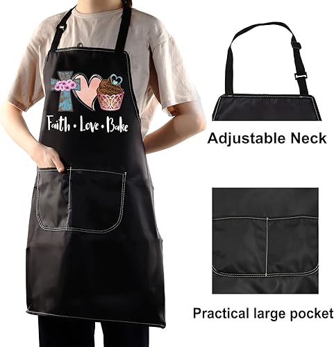 Miniatura 4 de WZMPA Delantales cristianos con bolsillos, delantal religioso para hornear, regalos espirituales, fe, amor, hornear, delantal para mujeres y hombres