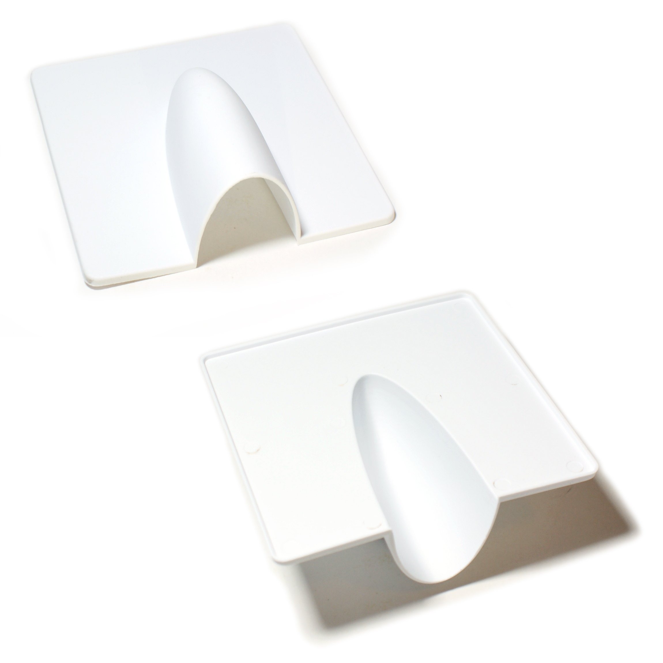 Qty 2 - White External Brick Buster Plate - Cable Outdoor Wall Entry Burst Tidy Cover - Satellite/Coaxial/Sat/Coax Blast - Loops