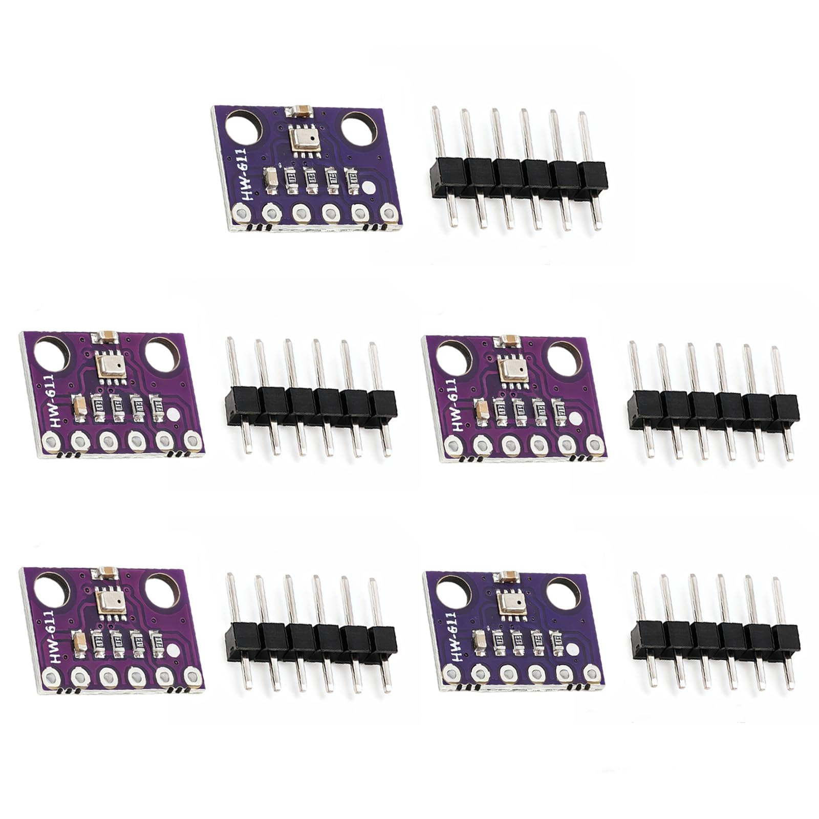 5 Stück BME280 Sensor Modul 3,3V I2C, Atmosphärendrucksensor SPI Breakout Luftdruck Temperatur Feuchtigkeit Kompatibel mit Raspberry Pi Sensoren DIY Wetterstation Smart Home IoT Höhenmessung Raumklima