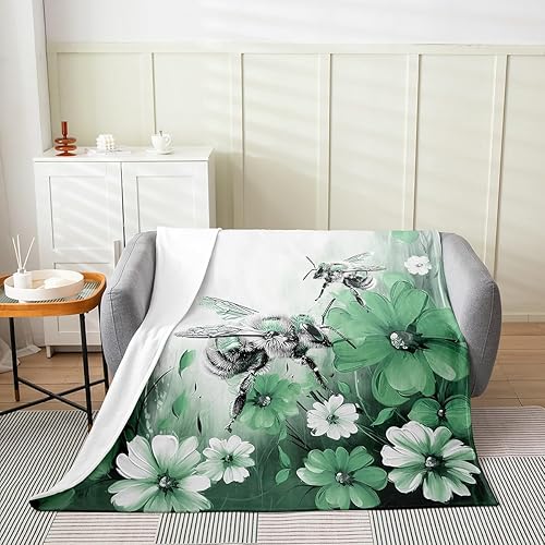 Miniatura 2 de Erosebridal Manta de abeja de 40 x 50 pulgadas, manta de sherpa cálida con estampado de animales 3D para sofá de cama, manta de microfibra suave y