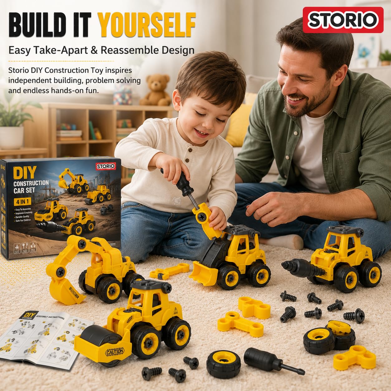 Storio DIY Excavator Set - Build Your Own Construction Truck! -2 Storio DIY Excavator Set - Build Your Own Construction Truck! -2