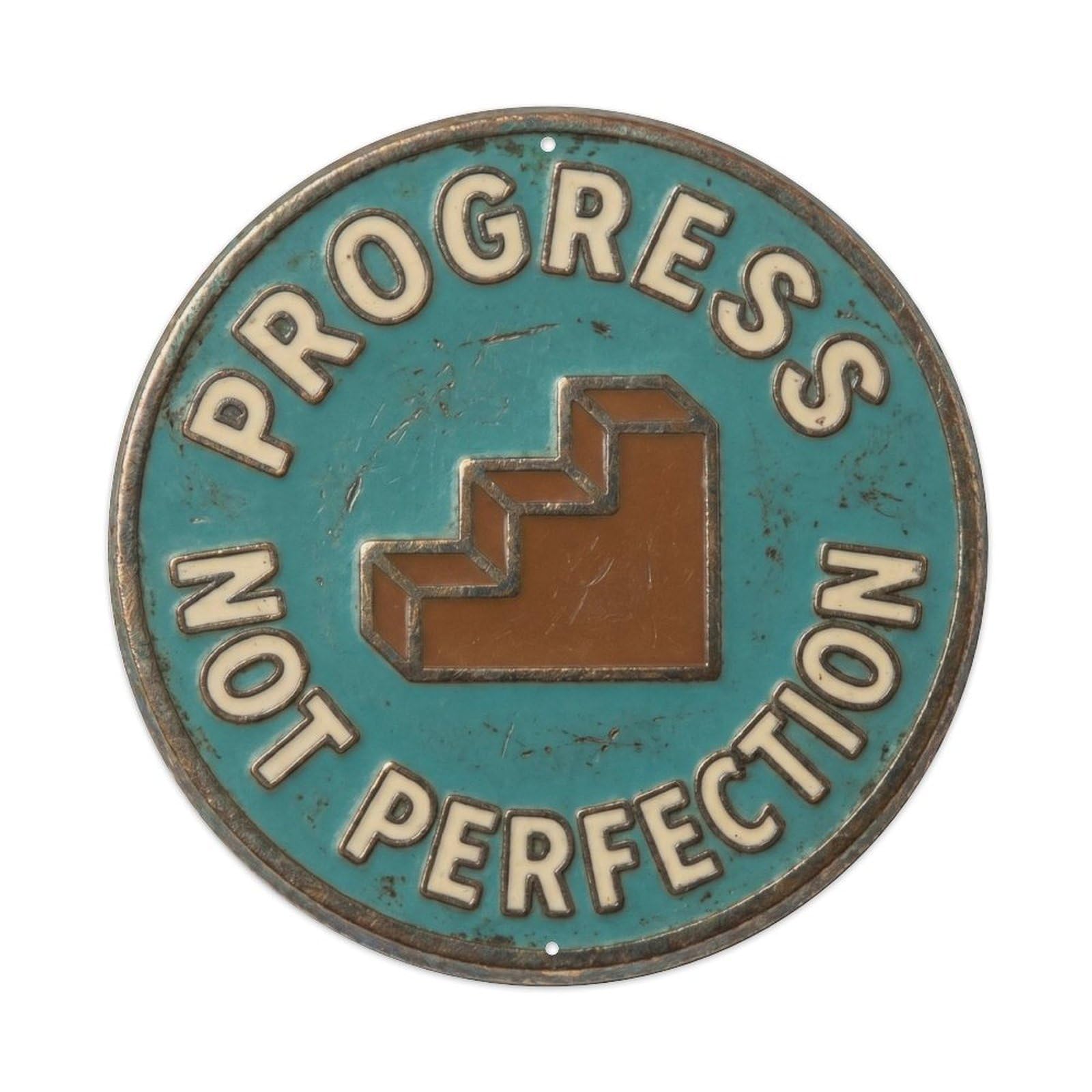 Progress Not Perfection Vintage Garage Display Retro Slogans Vintage Metal Tin Sign Plaque Wall Decor for Cafe, Club Bar, Office, Garden Metal Poster 8x8Inch
