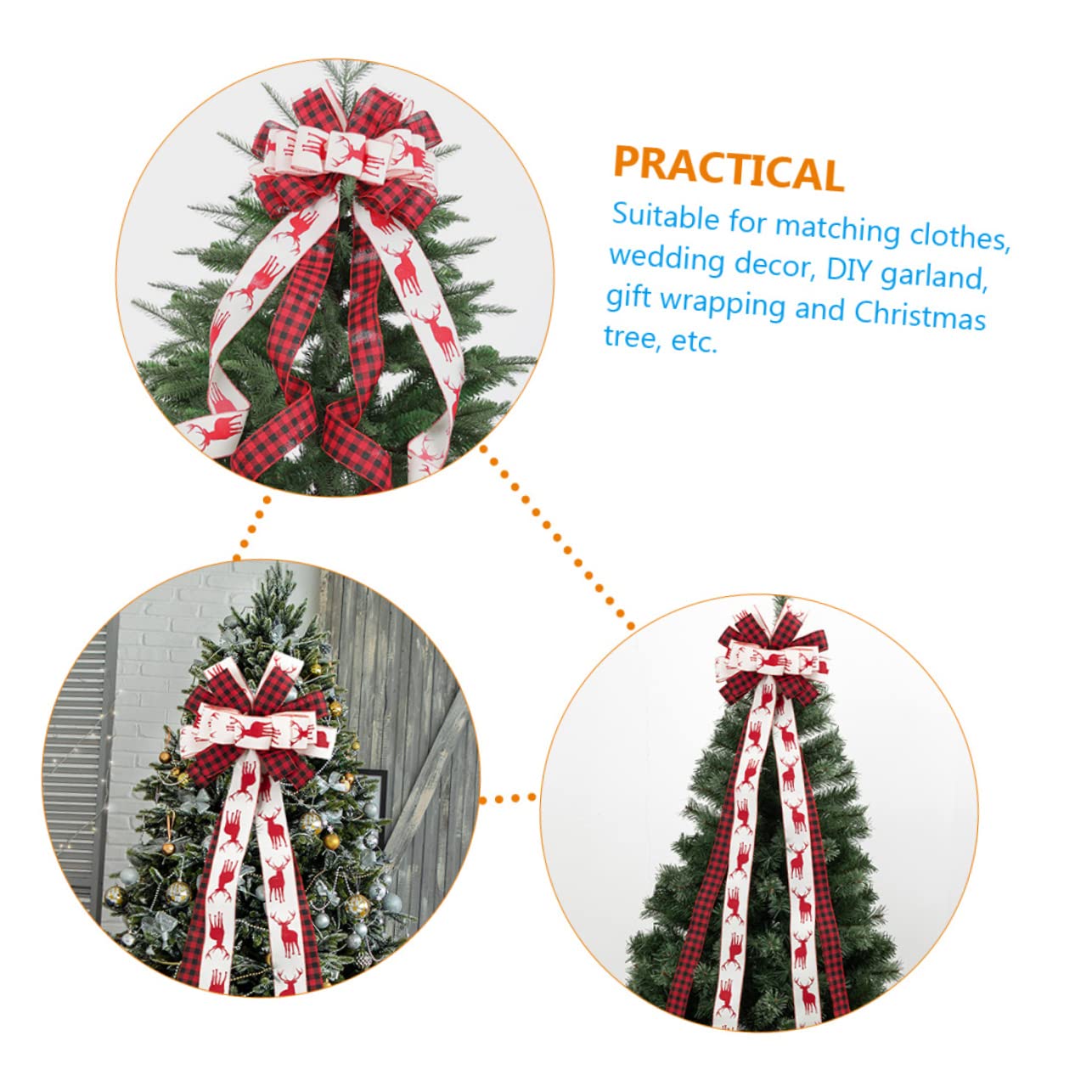 4 Stück Weihnachtsbaumschleife Karierte Schleife Outdoor-Bögen weihnachtsdeko Christmas Decorations Girlande Weihnachtsschmuck Schleifenknoten selber Machen Christbaumschmuck