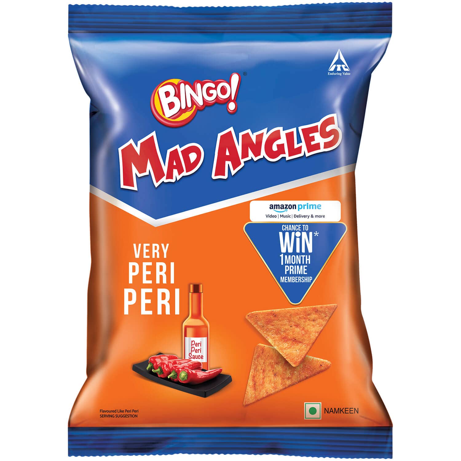 Bingo! Mad Angle Very Peri Peri,66g Pack, CornBased Spicy Crunchy