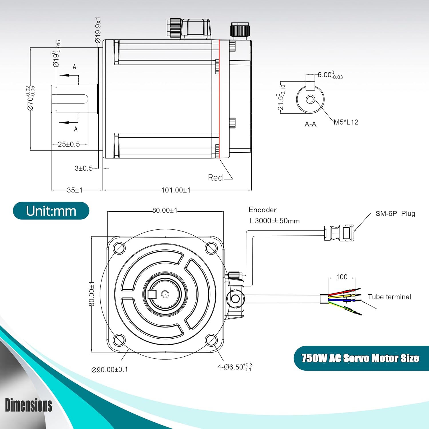 XUNKUNER AC Servo Motor Kit, AC220V 3000rpm L3000 17-bit Encoder RS485 Servo Motor Driver Controller Kit for CNC(750W Without Brake)
