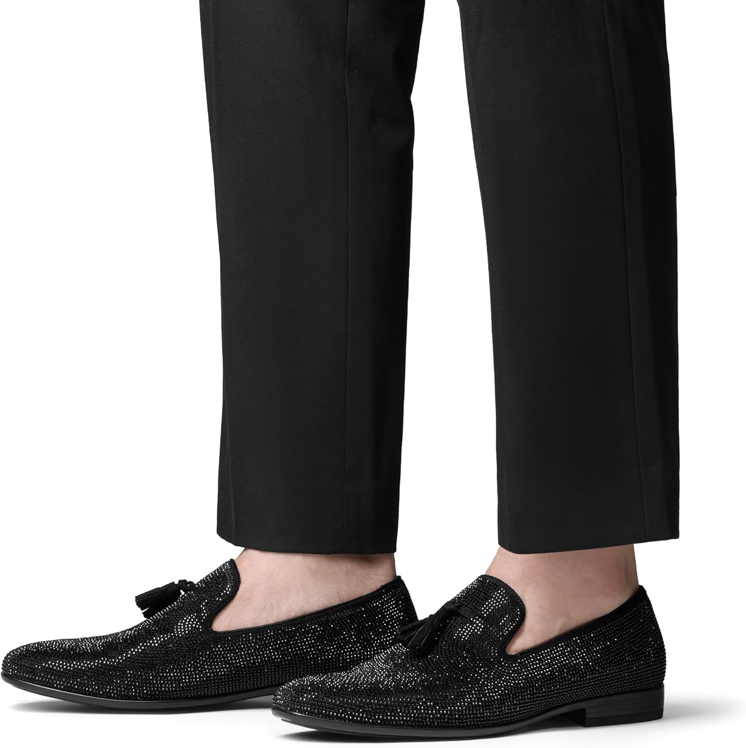 Bruno Marc Men's Tassel Dress Loafers Slip on Comfortable Rhinestone Tuxedo Shoes for Wedding Party Graduation - Image 2