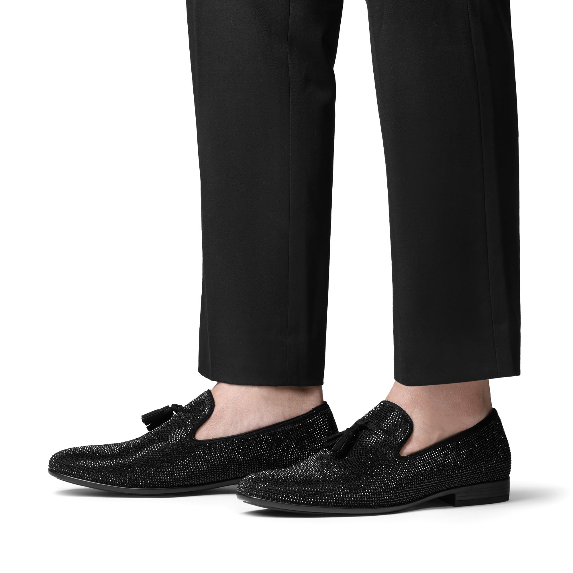 Bruno Marc Men's Rhinestone Prom Tuxedo Shoes Tassel Dress Loafers Slip on Formal Shoes for Wedding, Party, Graduation — view 2