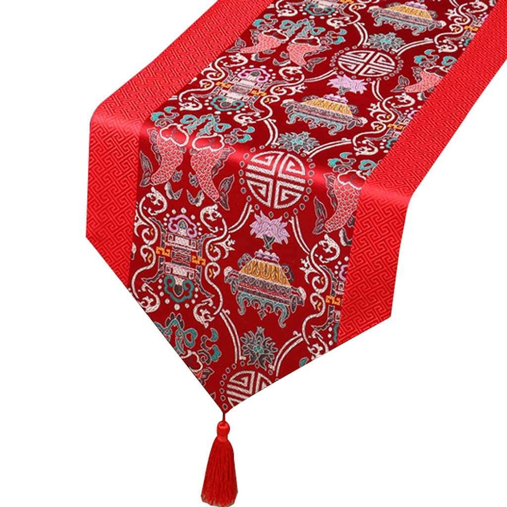 Chemin de table en satin coureurs chinois armoire de lit table basse rurale 300cm