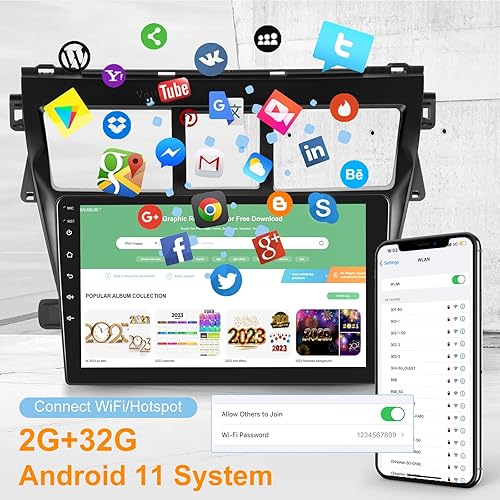Miniatura 3 de 2G+32G Radio de coche para Toyota Vios Yaris 2007-2012, 9 pulgadas Android 11 pantalla táctil estéreo, Apple CarplayAndroid AutoMirror