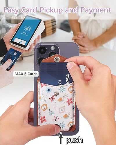 Miniatura 4 de MagSafe - Soporte tipo cartera para Apple iPhone 15141312, compatible con 5 tarjetas de seguridad Mag, cartera magnética de cuero para iPhone 15 Pro