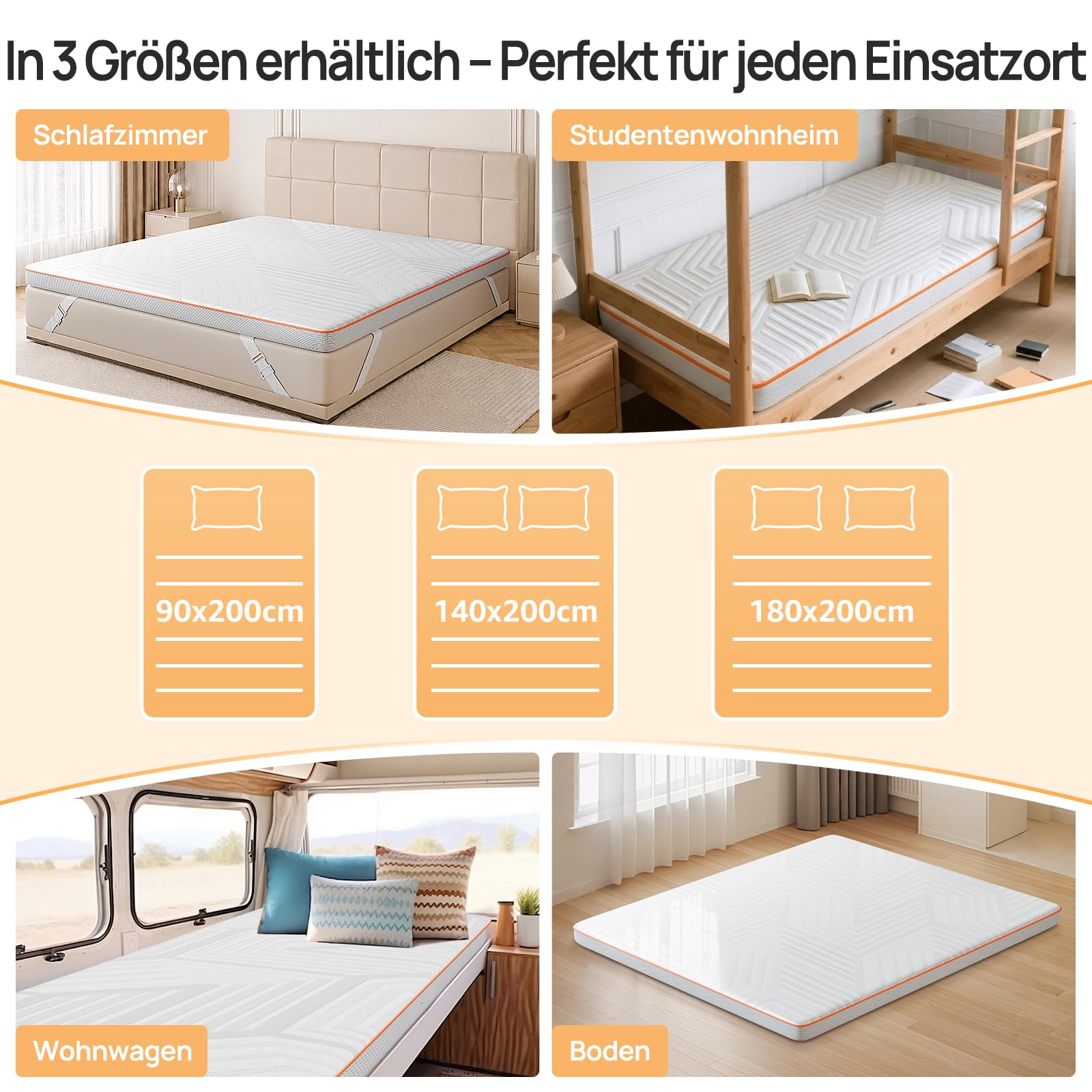 MULISOFT Topper 180x200cm H3/H4, Extra Dicker 7,5 cm Gel Memory Schaum, Matratzentopper Waschbar & Atmungsaktiv, Matratzen Topper für Boxspringbett, Schlafsofa & Wohnwagen, Oeko-TEX® Standard 100