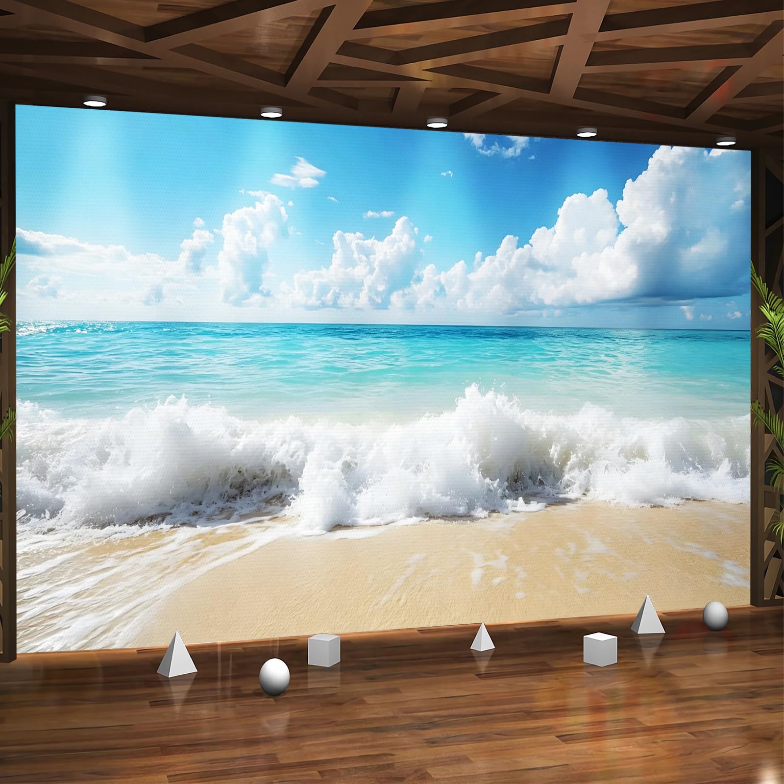Générique Papier Peint Panoramique 3D 350x256 cm Paysage Océanique Non-tissé Murale Maison Décoration Intérieure Plage Vagues pour Chambre Salon Mur TV Artistique Poster Décoration Murale 1M2697