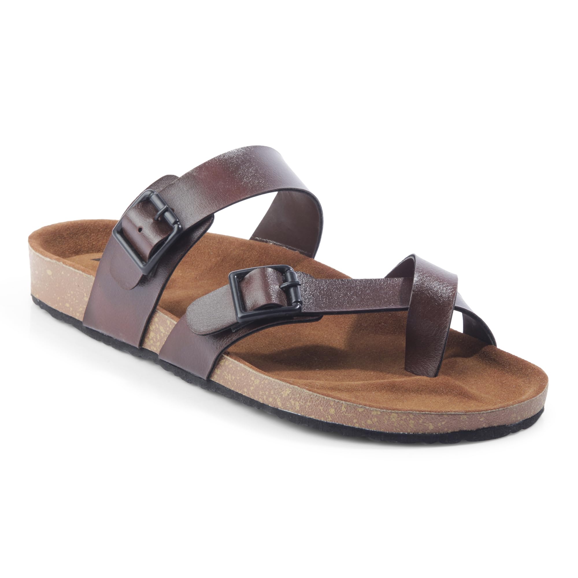 ID Mens Brown Double Band Strap Comfort Sandals (B0D76JM84R) Amazon Price History, Amazon Price Tracker