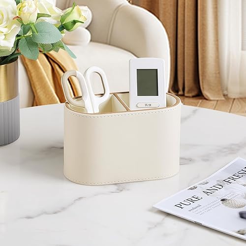 Miniatura 5 de Soporte para bolígrafo de piel sintética para escritorio, pequeño soporte de control remoto, taza de lápices, organizador de escritorio