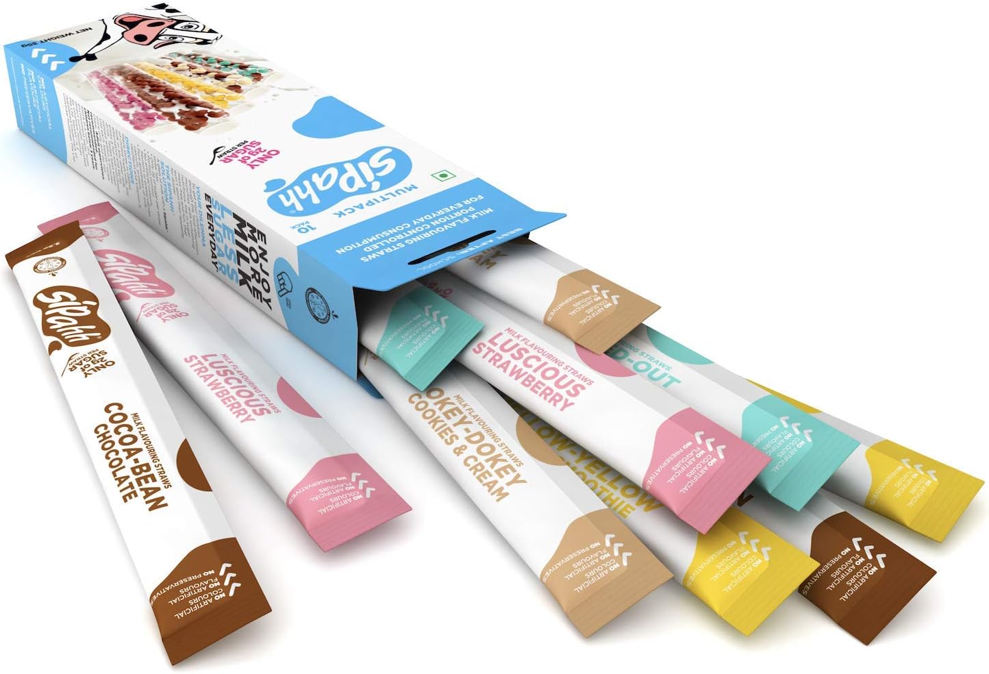 Sipahh Milk Flavor Straw Contains Chocolate, Strawberry, Banana