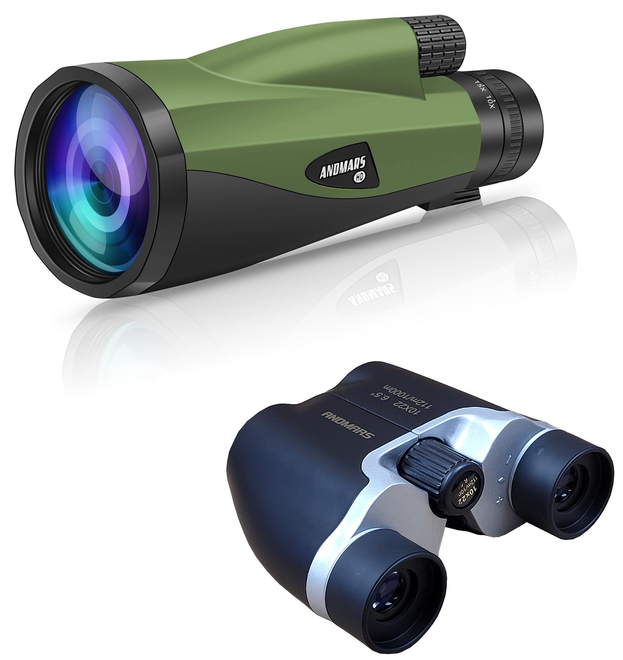 Andmars Zoom 10-30x60 Monocular and 10x22 Pocket Binocular