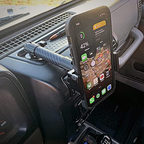 Miniatura 2 de Bulletpoint Soporte para teléfono celular con montaje en tablero, compatible con Jeep Wrangler (JK 2007-2010 y TJ 1997-2006) con soporte de bola de