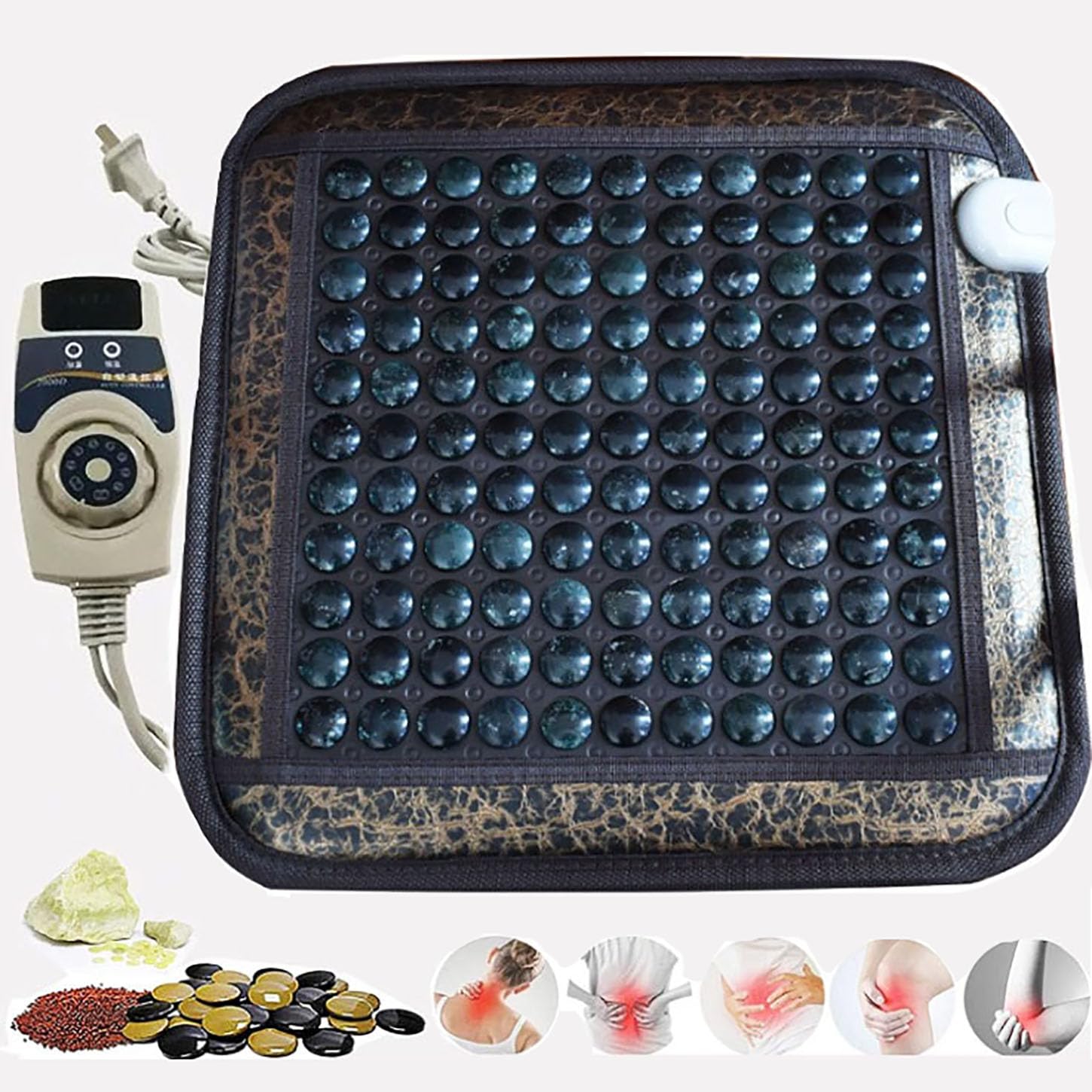 Turmalina Almohadilla Térmica,Portátil Estera Piedra Jade Infrarroja,Seguridad Y Comodidad Bio Magnética Mat/Esterilla Electrica,Temperatura Ajustable Y Apagado Automático