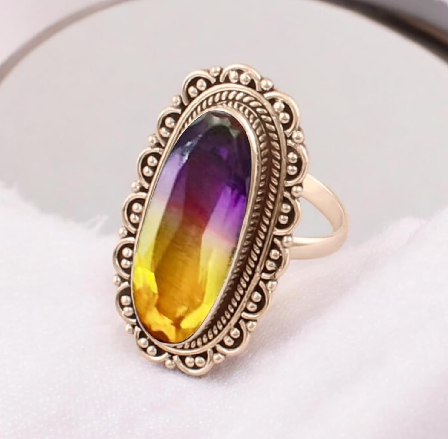 Multi Color Tourmaline Quartz Ring 925 Solid Sterling Silver Ring Handmade Boho Ring, Gemstone Dainty Ring For Women Girl Wedding Promise Gift For Her Tourmaline Jewelry