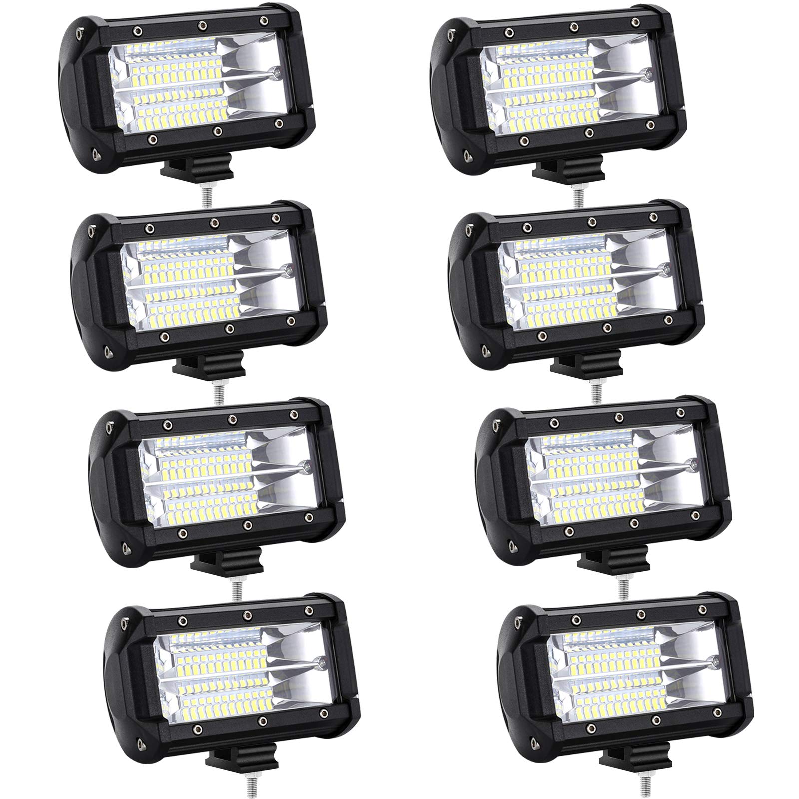 LZQ Reflektor roboczy 8 x 72 W LED dodatkowy reflektor offroad, 43200 lm, 10-30 V, 6000 K, światło robocze, wodoszczelny, IP67, 4 cale