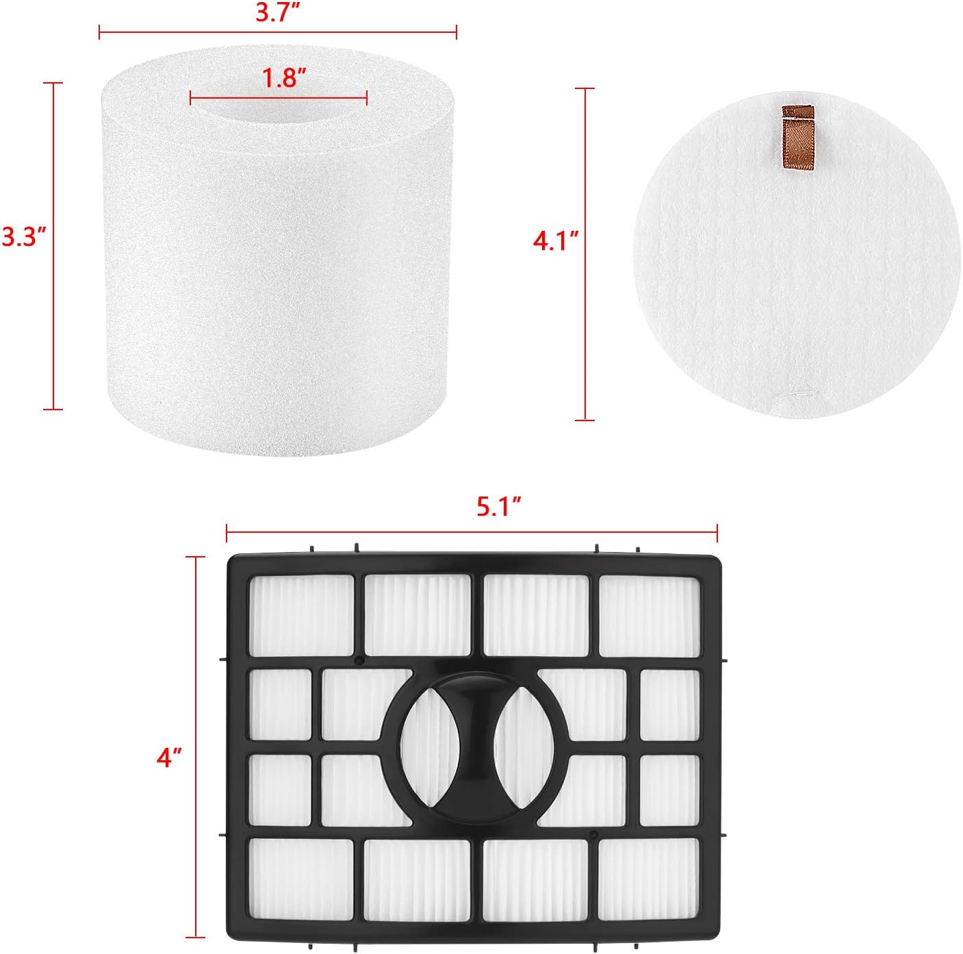 4+2 Pack NV752 AZ1002 Replacement Filters Set for Shark NV650 NV750 Series Shark Rotator Powered Lift-Away NV650, NV650W, NV651, NV652, NV750W, NV751, NV752, NV831, NV835, AX950, AX951, AX952, ZU632, AZ1000W, AZ1002, AZ1002BRN, Replaces XFF650 & XHF650 -