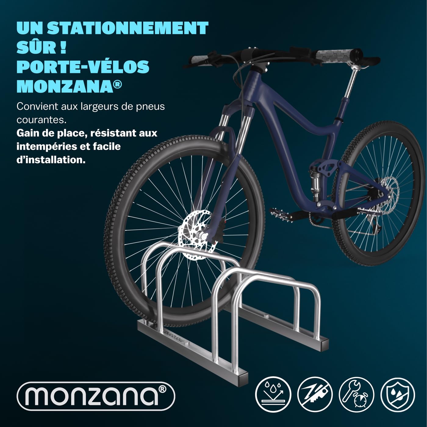 Monzana® Râtelier 2 vélos métal support de rangement pneu 65 mm max range-vélos support rangement vélo VTT enfants BMX - 4