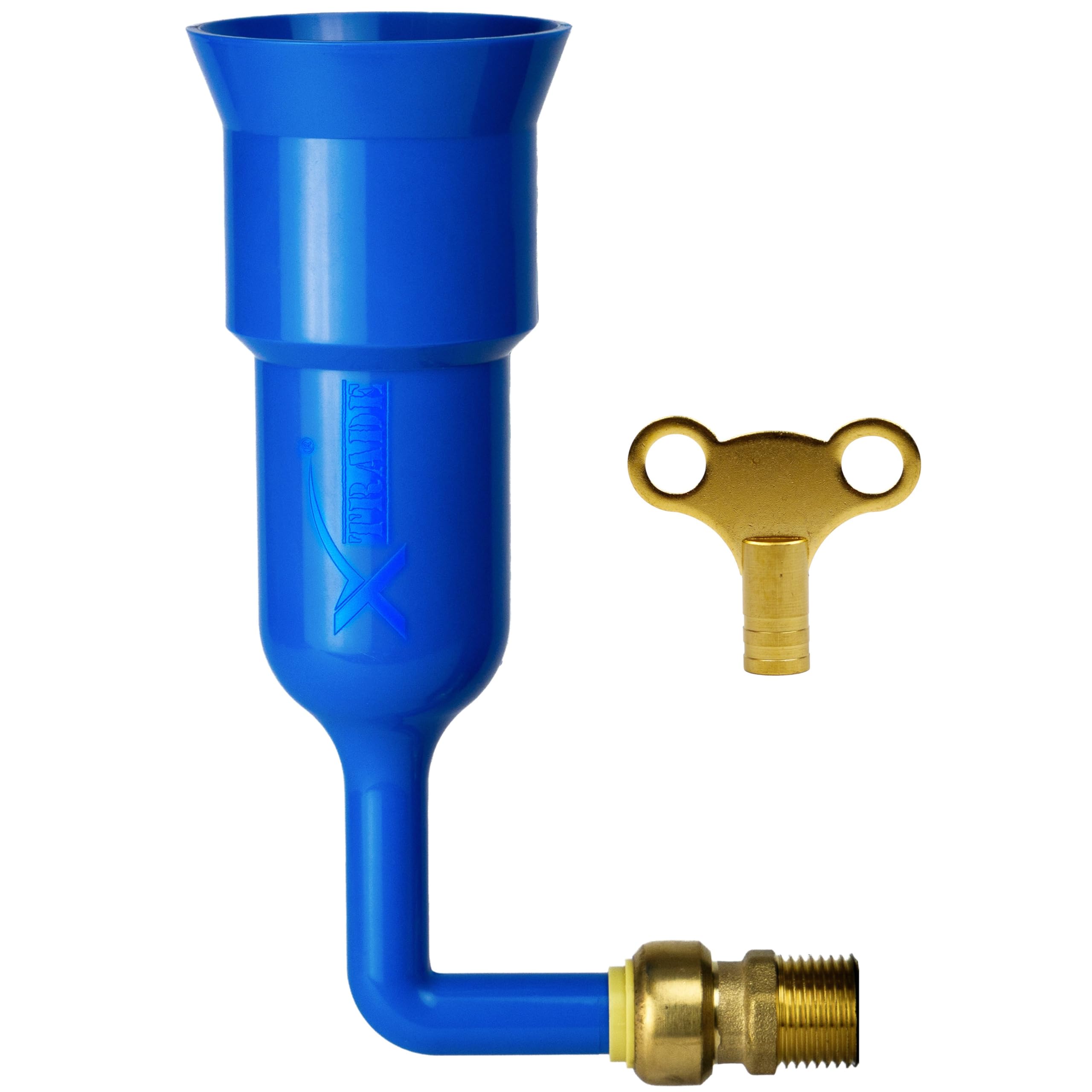 X Blue -Trade Radiator Dosing Tool With Brass Key – Central Heating Inhibitor & Chemical Filler, Easy Gravity-Fed Radiator Filling, Universal ½" Bsp Compatibility,