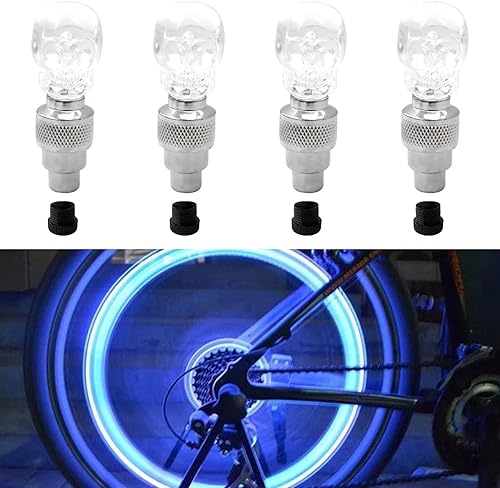 Miniatura 2 de 8 luces LED con forma de calavera, vástago de válvula de automóvil, cubierta de luz LED, accesorios para bicicleta, automóvil, motocicleta,