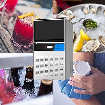 Ice Maker Machine for Home Small Ice Makers Countertop Nugget Ice Cubes Self-Cleaning Function Low Noise Easy to Use - Perfect for Water Bottles Mixed Drinks (A)