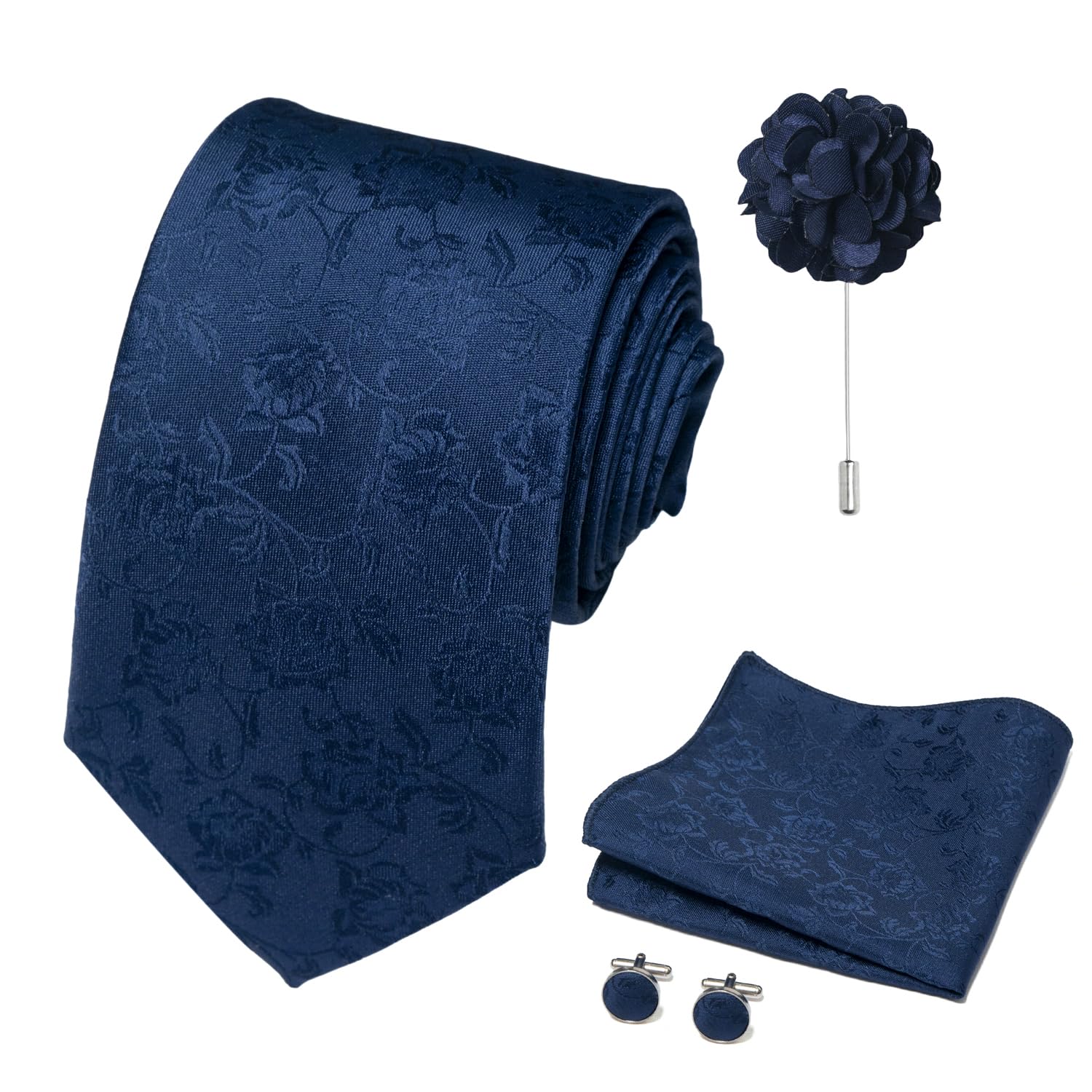 joy alice 70 Colors Ties Set Men Mixed Color Necktie Handkerchief Cufflinks Brooch 3.15 Formal