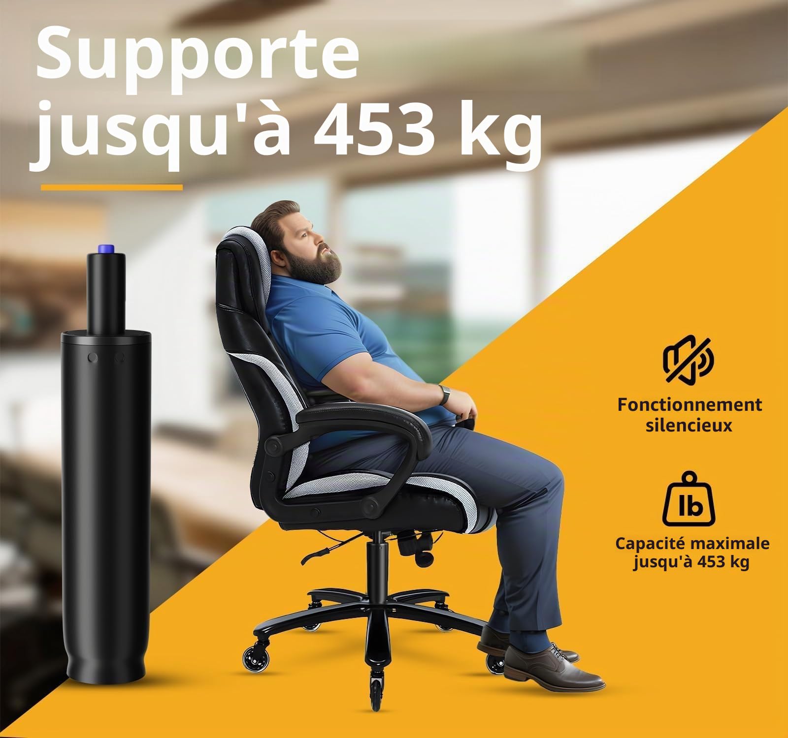 Mastery Mart Vérin à gaz de rechange, avec vérin à gaz de 251 mm à 346 mm pour chaise de bureau, gants, outil de retrait de cylindre, arbre de serrage cylindrique (28 mm), vis longues, clé en L