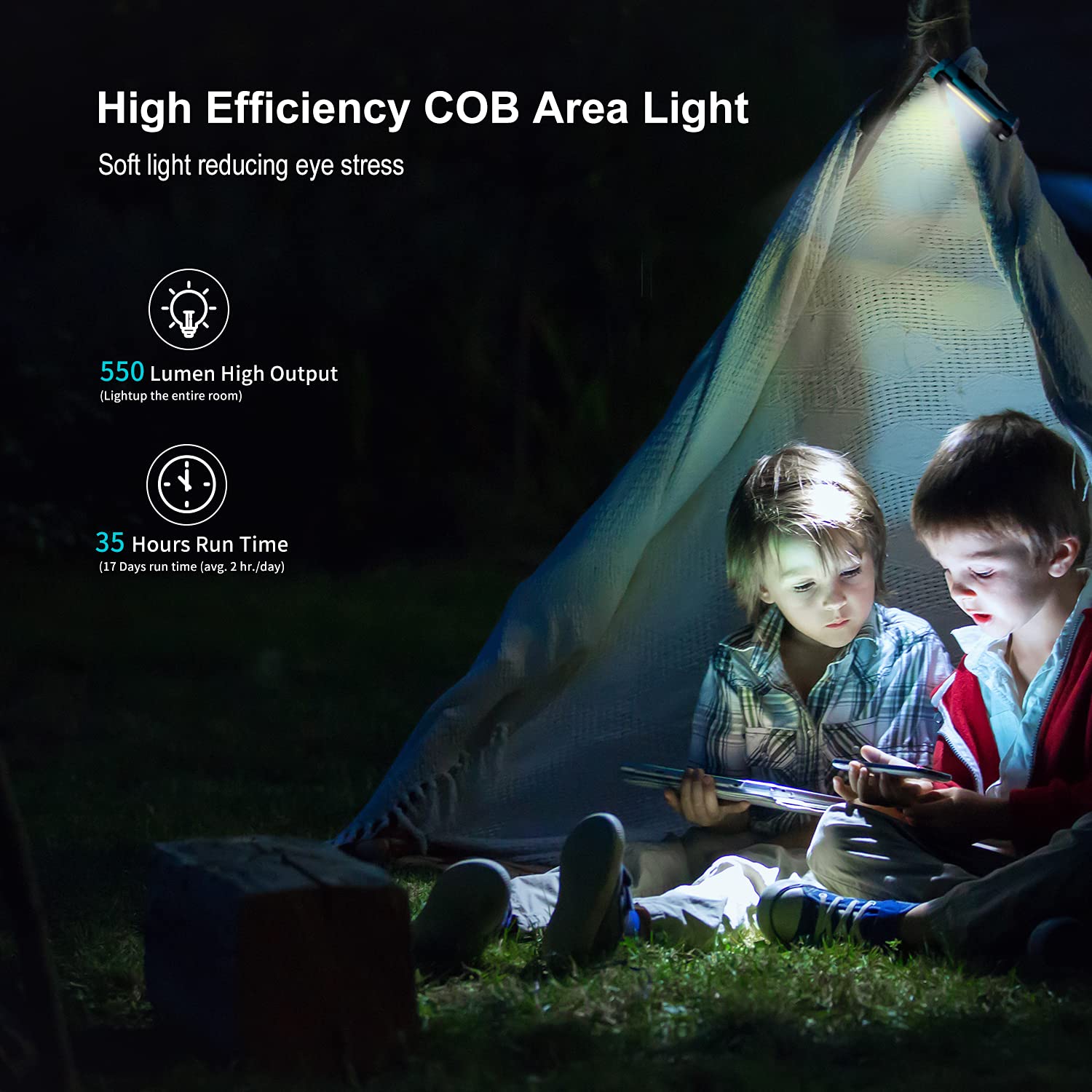 KLARUS WL1 Lampa inspekcyjna Akumulator, Wielofunkcyjna lampa robocza, Lampa inspekcyjna 550 lumenów z magnetyczną podstawą i hakiem, Obrót o 180 ° + 180 ° Składana latarka inspekcyjna