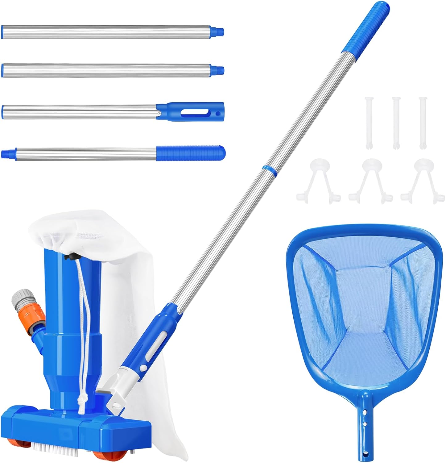 BLIKA Upgraded Swimming Pool Vacuum Cleaner & Pool Skimmer Net Set with