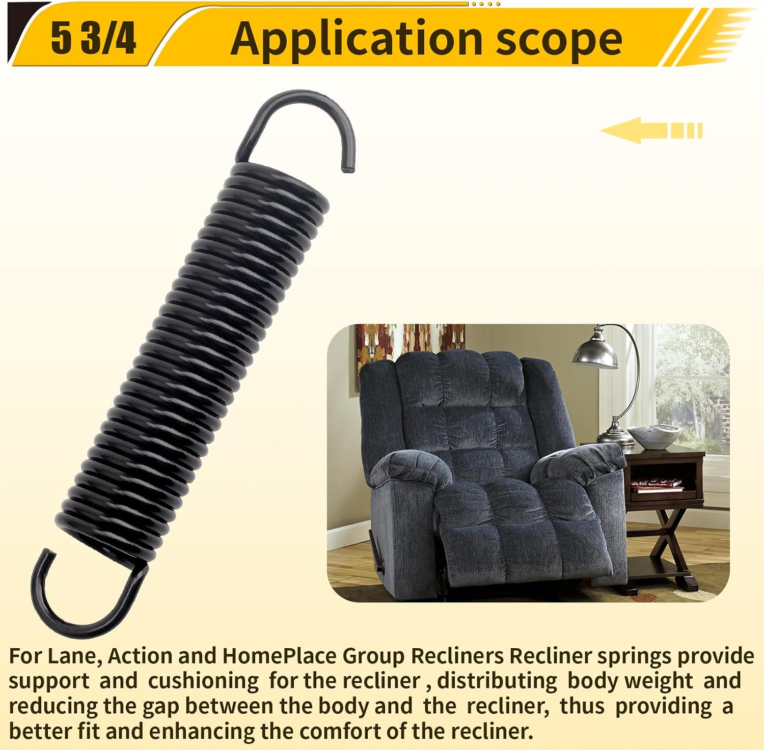 Ziyuan 5-3/4-inch Recliner Mechanism Extension Springs for Lane, Action, HomePlace | Replacement Recliner Springs, Fits Most Recliner Mechanisms, Easy to Install, Durable Long-lasting Support