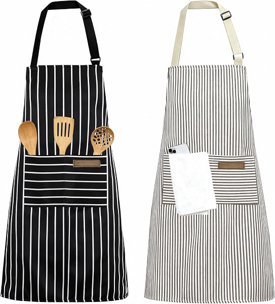 Valyrane delantal de cocina, 2 uds blanco y negro