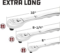 Vista 5 de Powerbuilt trinquete profesional XT90 de 90 dientes con accionamiento de 1/2 pulgadas, trinquete de cabeza sellada, pulido completo, mango largo