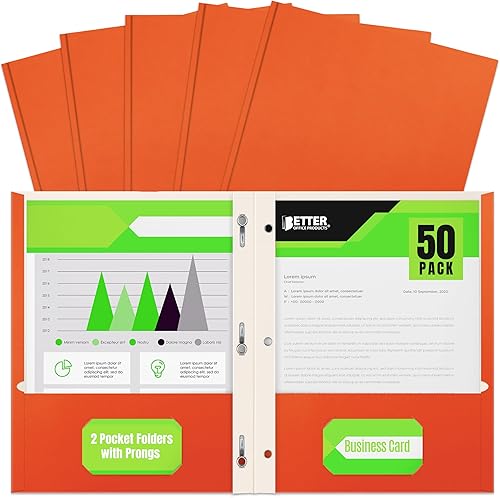 Miniatura 8 de Better Office Products Blue Paper - Carpetas de papel de 2 bolsillos con puntas, paquete de 50, textura mate, carpetas de papel tamaño carta,