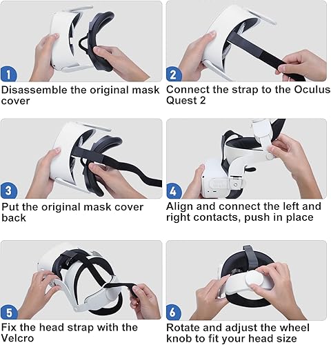 Miniatura 7 de SUPERUS Correa ajustable para la cabeza Halo compatible con Oculus Quest 2, repuesto para la correa Quest 2 Elite, reduce la presión facial, cómoda