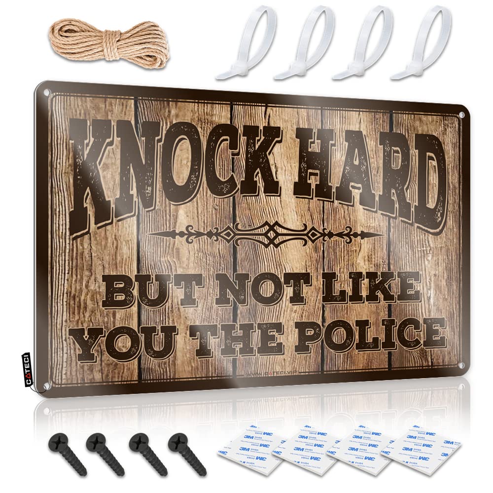 Americana Wall Art, Prints Gift For Cook Knock Hard But Not Like You The Police | Farmhouse Entrance Decor(30X40CM)