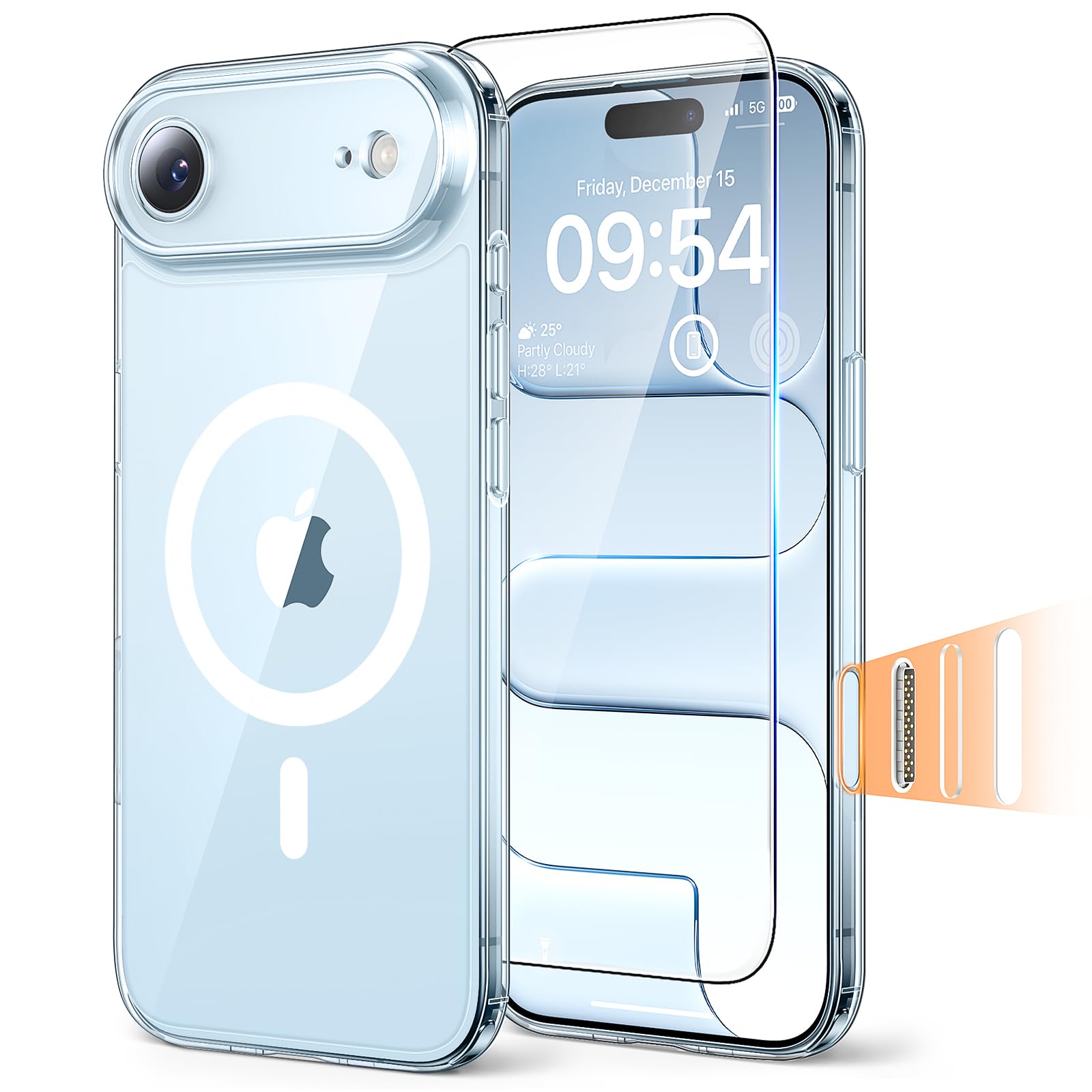 TAURI Funda para iPhone 13/iPhone 14, Compatible con MagSafe [No amarillea] con Vidrio Templado, Carcasa Nueva para iPhone 13/iPhone 14,Funda Ultra Fina antichoque - Transparente — view 67