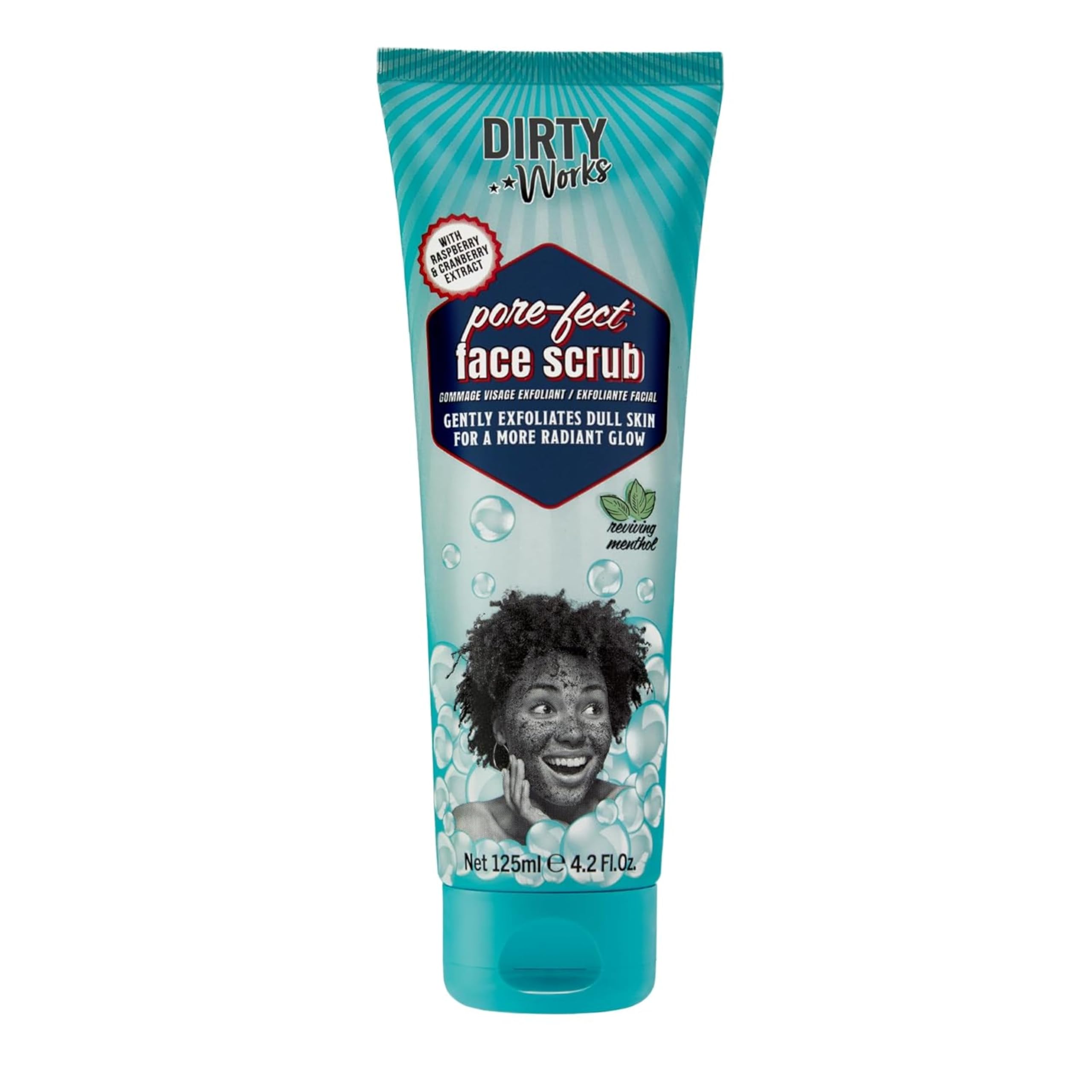 Dirty Works Pore-fect Face Scrub - Exfoliating Facial Cleanser for Radiant Skin | Gentle Deep Pore Cleansing | 125ml | Removes Blackheads & Impurities