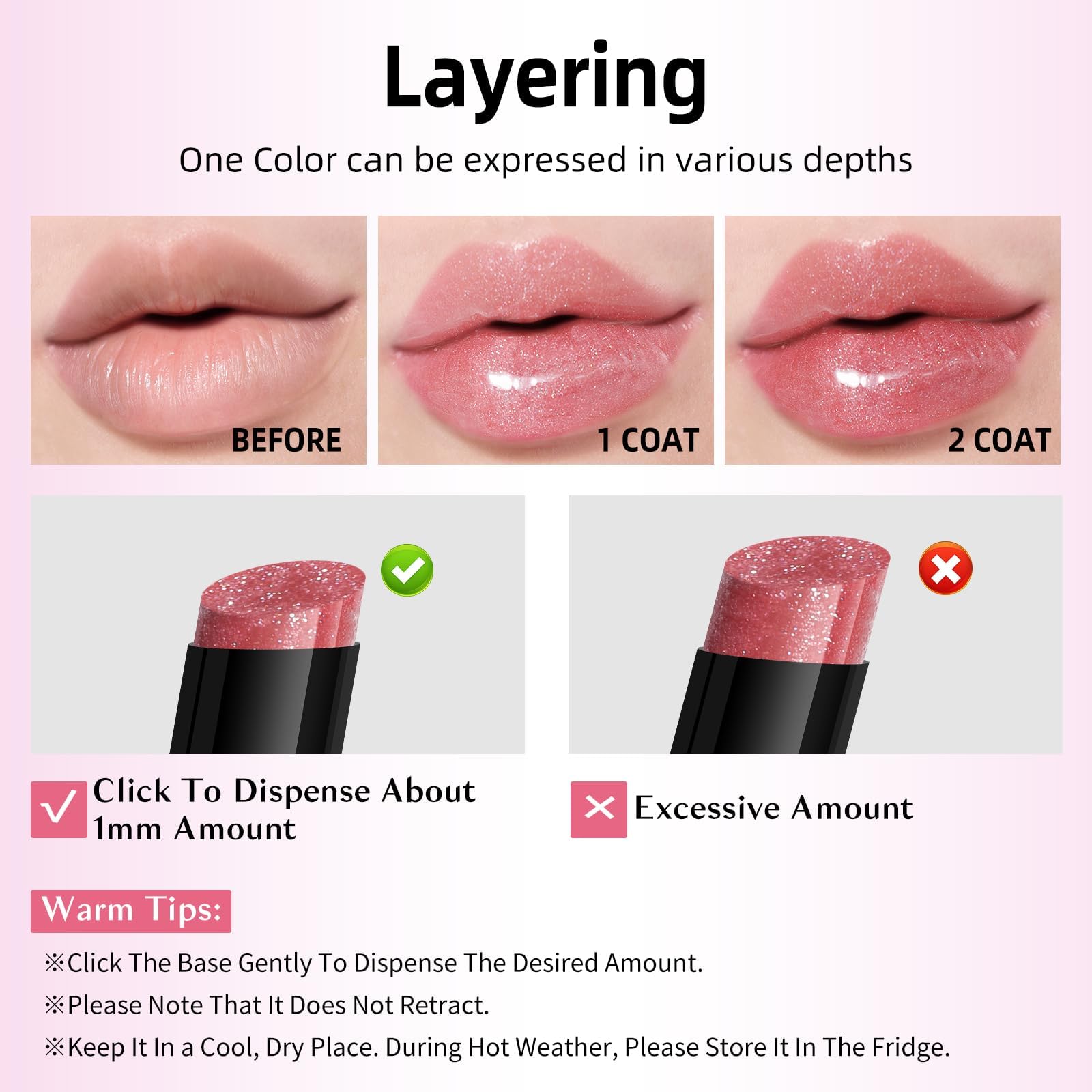 KIMUSE Lip Plumper, Hydrating Korean Lip Gloss, Click Tinted Lip Balm Solid Lipstick for Plumps & Moisturizes, Long-wearing All-in-one Lip Plumping, Gloss, Balm