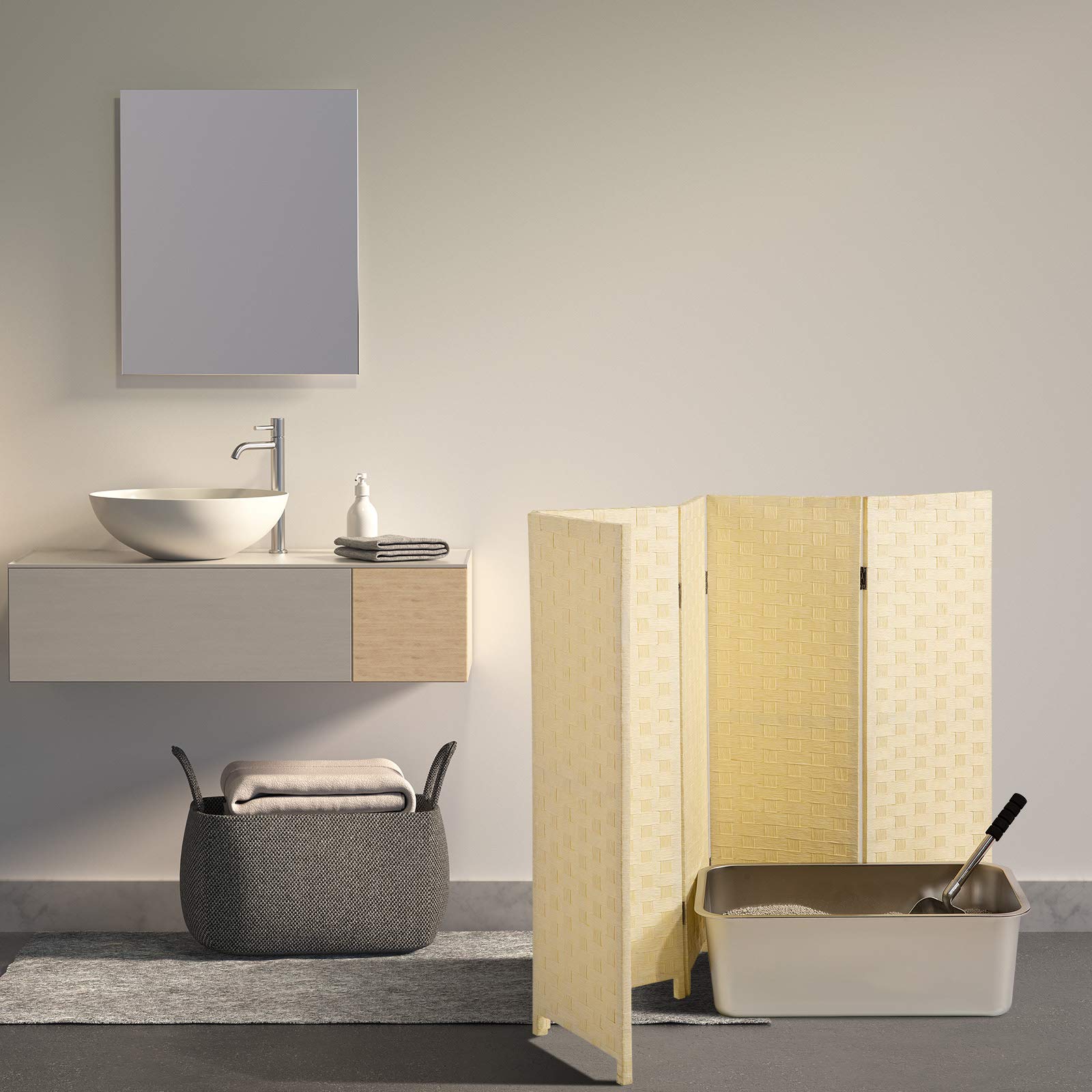 Yangbaga Cat Litter Box Privacy Screen, 3.1' High 5' Wide Foldable and