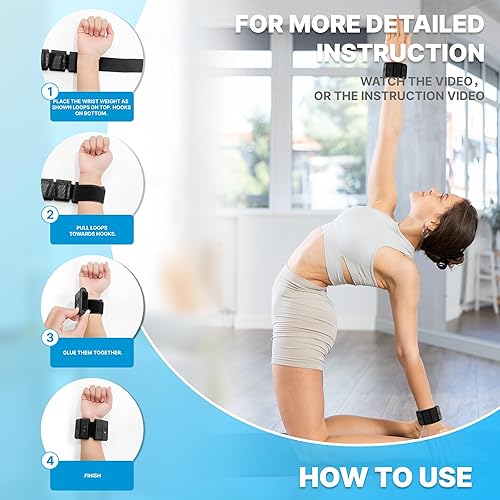 Miniatura 6 de Pesas de muñeca ajustables para mujeres y hombres, pesas de pierna para mujeres de 0.75 a 1 libra cada una para caminar, yoga, danza, barras,