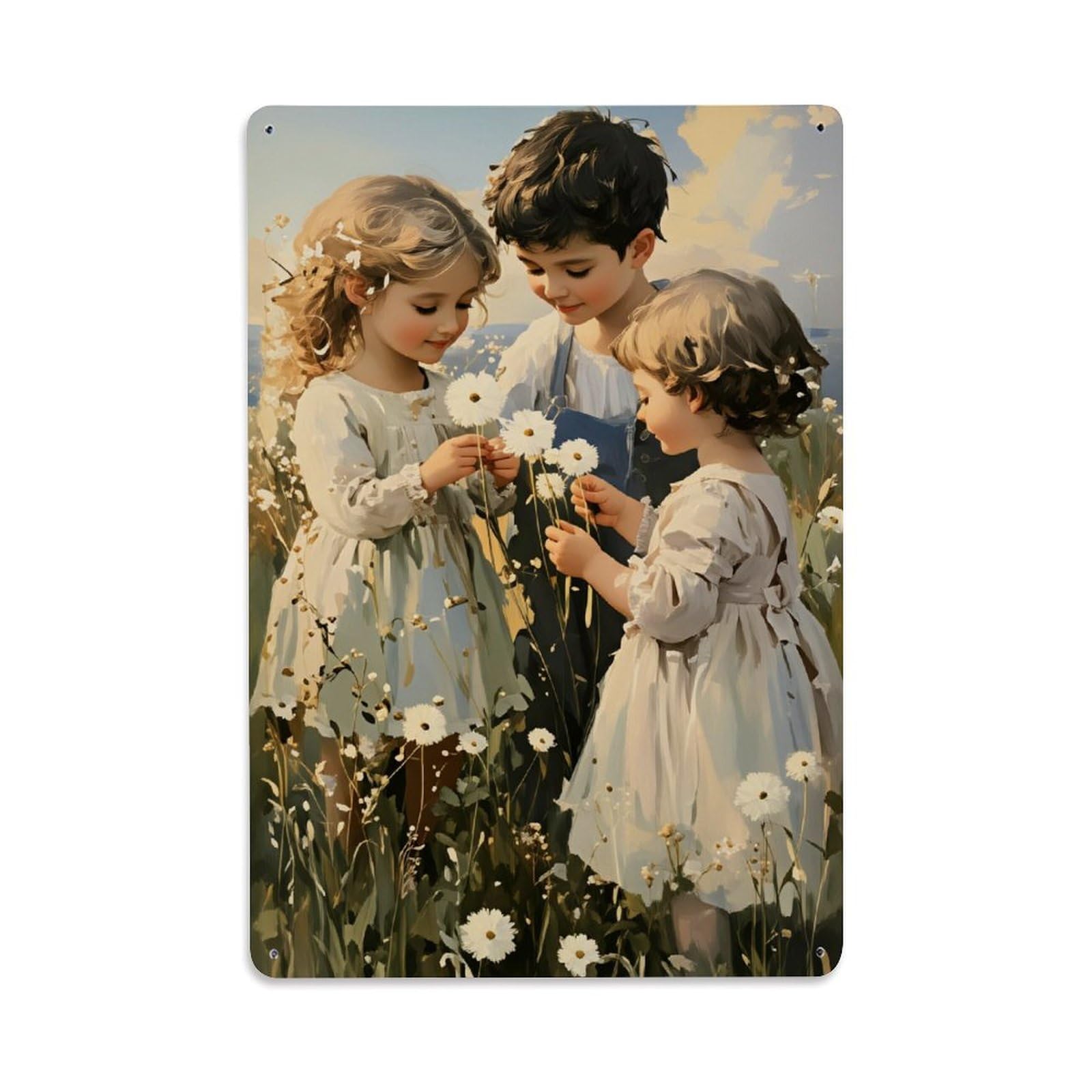 Enderetf Vintage Floral Daisies Children Field Dress Tin Sign Metal Poster, Home Bar Garage Man Cave Cafe Indoor & Outdoor Wall Decoration 8X12inches