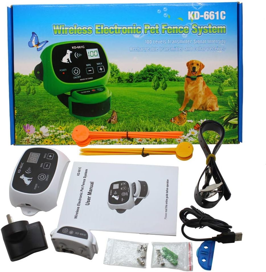 Wireless Dog Fence - Electric Fence for Dogs, Wireless Dog Fence System, Adjustable Range Up to 1640 Feet & LED Distance Display, Waterproof & Rechargeable Dog Collars, Tone & Shock Working Mode,for1